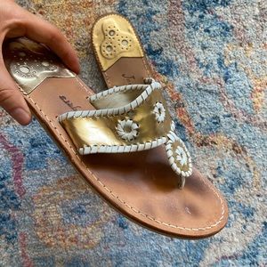 Jack Rogers Flat Gold and White Flat Sandals